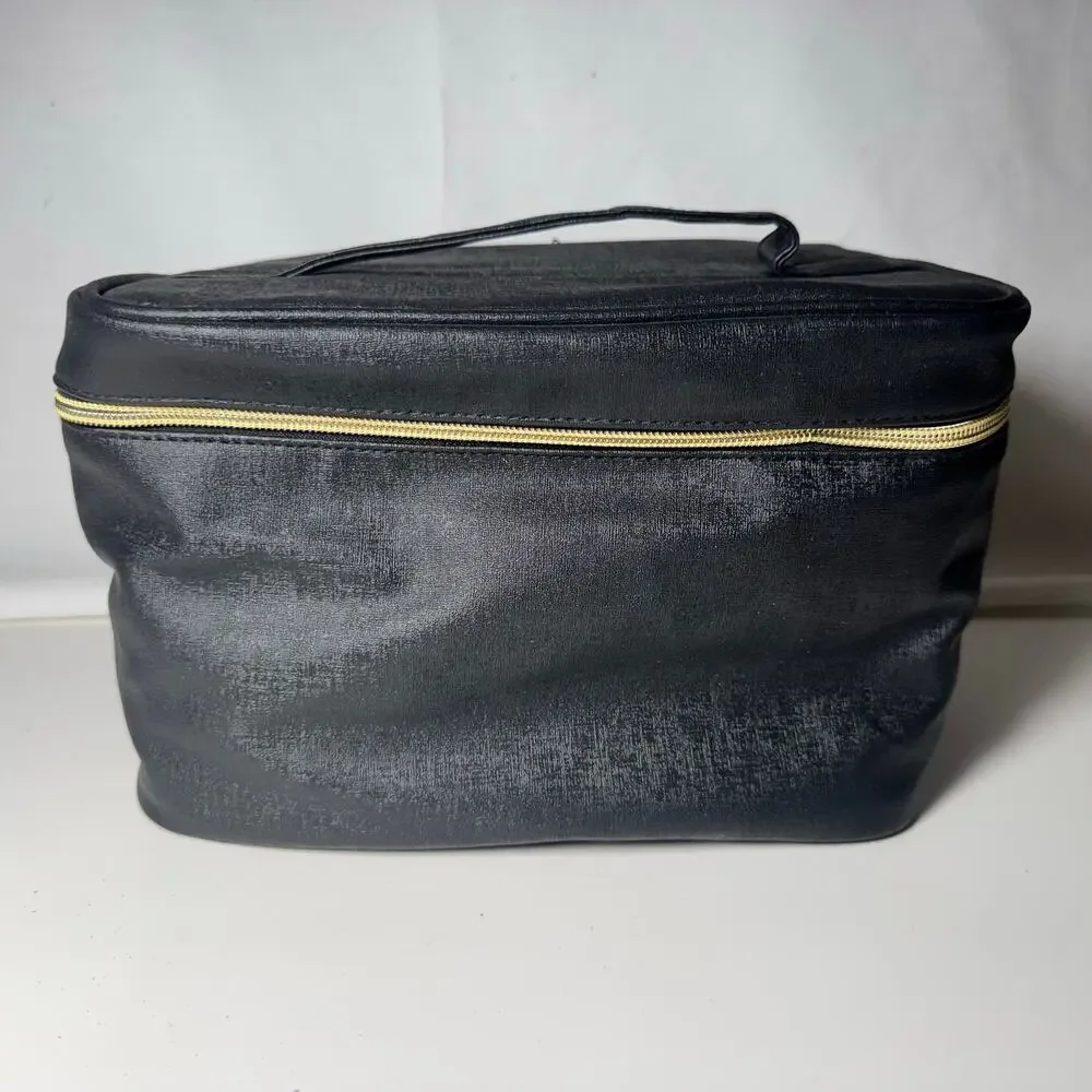 Black Unbranded Travel Makeup Bag Removable Inside Multiple Pockets Tassel Zip